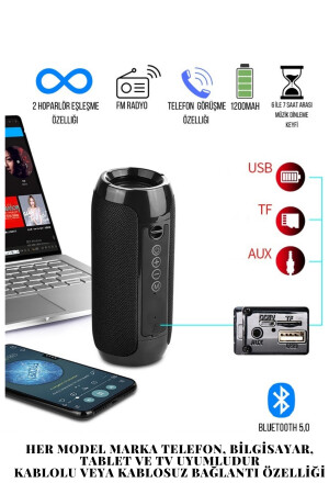 117 Bluetooth Hoparlör Kablosuz Taşınabilir Siyah Ses Bombası Extra Bass. tg117-bymia - 5