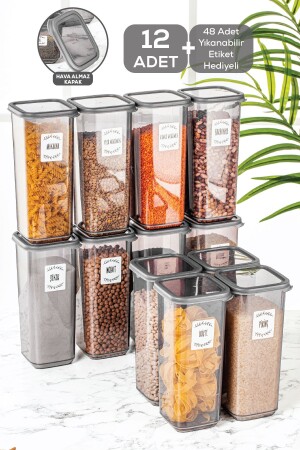 مجموعة من 12 مجموعة من الحاويات الكبيرة الحجم مربع مخزن الطعام مع غطاء مضاد لل تسرب الأنتراكيت 12 × 1. 70 ليتراً مع علامة TYC0039 - Meleni Home