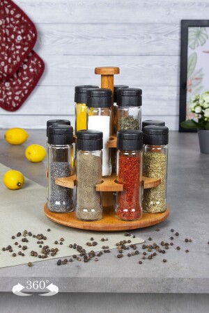 مُنز-سابيل 12-قطعة منصة تدوريّة إعداد وعاء العقاقير، منصة تدوريّة خشبية 12-قطعة وعاء العقاقير إ - ETKA