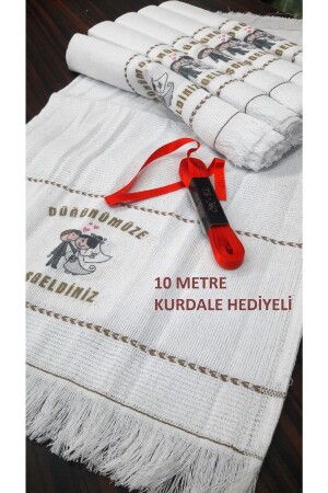 منشفة زفافية منشفة سيارة منشفة طائرة منشفة طائرة منشفة ربن هدية من 12 حزمة قلب 12301 - yörük tuhafiye