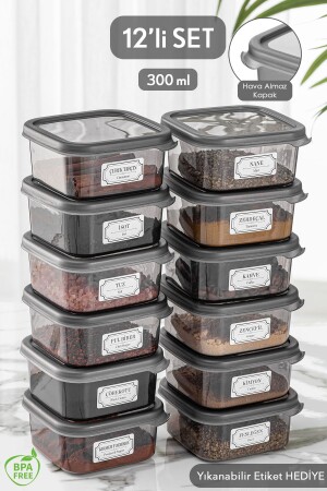 مجموعة من 12 حاويات تخزين الطعام مربعة مع قوارب العصير المسموحة بـ 12x 300 ml MCH-644 - Meleni Home