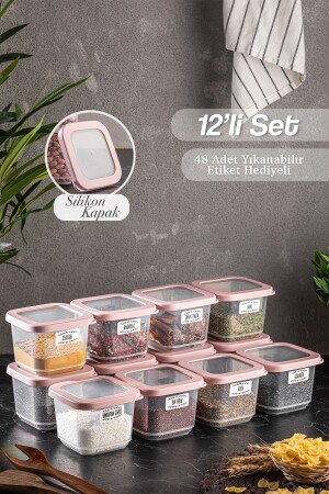 مجموعة من 12 روسي صغيرة الحجم الحجم مربع حاويات تخزين الطعام مع غطاء السيليكون 12x 500 مل إعداد قنينة العقاقير MCH-697 - Meleni Home