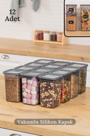 مجموعة من 12 حاوية تخزين غذائي مساحية في الفراغ مع غطاء سيليكون - 12x(1). 3 لتر) Antras HMNV-12ANTRASIT-AK - HOMENIVA
