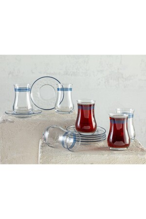 كوب من الزجاج 12 قطعة شاي 170 مل زرقاء 10036726 - English Home