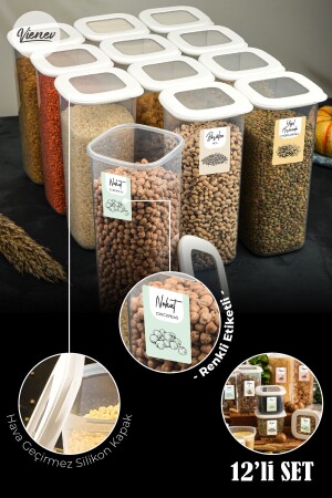 مجموعة ملصقة من ملابس ملونة من 12 حجم كبير 1.75 لتر ملصقة مربع حاوية تخزين الطعام BNM12LI - Vienev