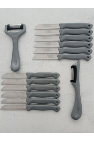 مجموعة من 12 سكين للقص الفاكهة والخضروات و 2 طلاءات، مجموعة من 14 رمادية - Solingen