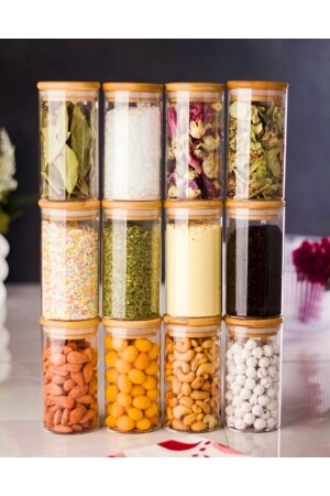 مجموعة من 12 250 مل من صناديق البامبو الفراغية مع صناديق العقاقير المسموقة المسموقة 11cmx6cm 111218020901 - Kitchen Pembelia