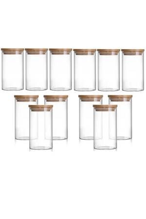 مجموعة من 12 300 مل جرة Borosilicate Glass Storage Container خفافات البامبو غطاء التوابل جرة العقاقير - Karçiçeği Home
