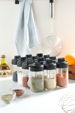 مجموعة من 12 وعاء زجاجي مقفل مع قذائف ومعلب 300 مل - BÜYÜLÜ HOME