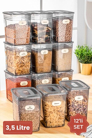 مجموعة من 12 شريط مقياس كبير حاوية تخزين الطعام 3.5 لتر انتراكيت STRIP12LI-35 - Vienev