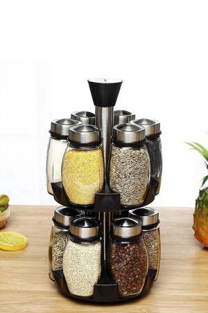 مكنسة إزالة العطور المزدوجة 12 قطعة 360 درجة محولة زجاجية مضربة الملح والعطور 20BHRTLK1201 - HUBBYCHEF