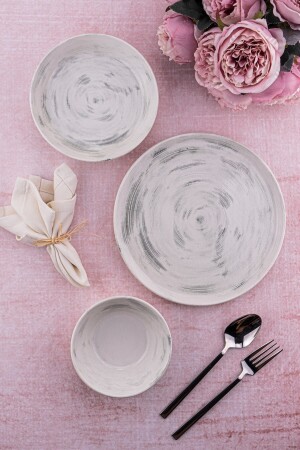 (منيز لارا) - عشاء 12 قطعة من البورتسلان (بيت) الفضة (ب4901) - Bambum