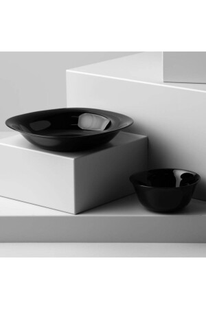 (منيز كارين) ، أحمر أسود 12 قطعة عشاء مجموعة 6 قطع 21 سم طبق عشاء و 12 سم وعاء حساء - Luminarc