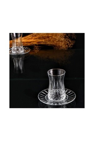 مجموعة كوب الشاي من إيليزيا 12 قطعة، 6 قطع من كوبات الشاي من إيليزيا في الصندوق الأصلي، 6 قطع من صوص الشاي - Paşabahçe