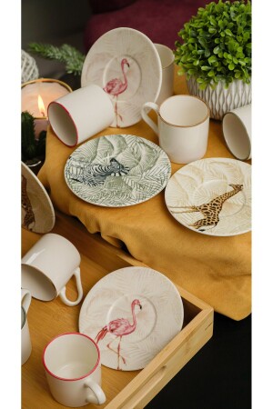 (منتز-دوغا) 12 قطعة مقهى بروسلين لـ 6 أشخاص - Heda Porselen