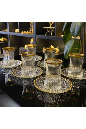 (منتز-إيليزيا) الذهبية 12 قطعة شاي 7863756 - Paşabahçe