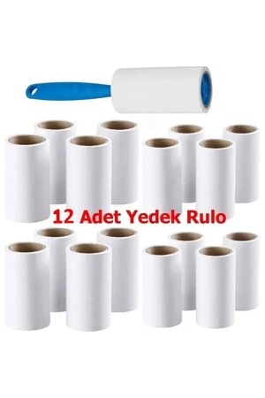 12 Adet 60 Yaprak Rulo 1 Adet Sap Hediye Tüy Toplama Tüy Alma Kedi Köpek Kıl Yün Bandı - 1