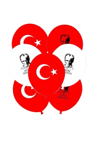 12 Adet Bayrak Balon Türk Bayraklı Ve Atatürk Baskılı Balon 23 Nisan Balon Süslemeleri - 2