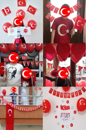 12 Adet Bayrak Balon Türk Bayraklı Ve Atatürk Baskılı Balon 23 Nisan Balon Süslemeleri - 4