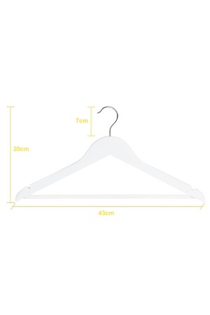 12 Adet Beyaz Ahşap Görünümlü Plastik Askı Kıyafet Elbise Gömlek Askısı Silver Kancalı - 5
