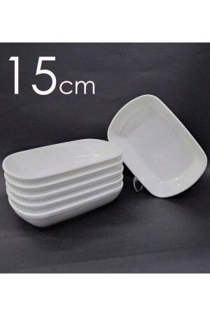 12 Adet Beyaz Melamin Kayık Tabak 15x10cm Orta Boy Salata Tabağı Günlük Kullanıma Hesaplı Oval Tabak es-2021-11-03-19 - 1