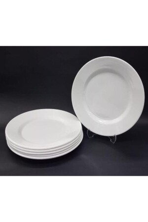 12 Adet Beyaz Melamin Tatlı,pasta Servis Tabağı 21cm Sığ Tabak es-2021-11-03-01 - 1