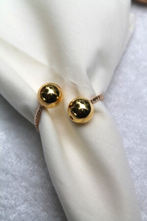 12 Adet Gold Bead Metal Halkalı Peçete Yüzüğü - Napkin Ring (ÜRÜN GOLD HALKA OLARAK GÜNCELLENDİ) 1978-8 - 1