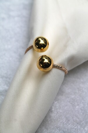 12 Adet Gold Bead Metal Halkalı Peçete Yüzüğü - Napkin Ring (ÜRÜN GOLD HALKA OLARAK GÜNCELLENDİ) 1978-8 - 2