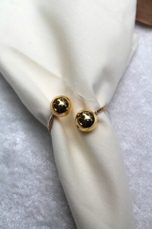 12 Adet Gold Bead Metal Halkalı Peçete Yüzüğü - Napkin Ring (ÜRÜN GOLD HALKA OLARAK GÜNCELLENDİ) 1978-8 - 4
