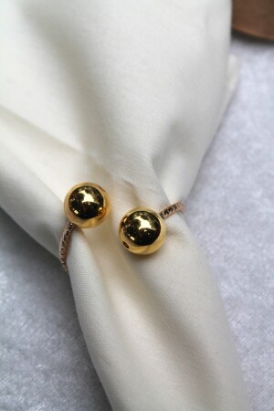 12 Adet Gold Bead Metal Halkalı Peçete Yüzüğü - Napkin Ring (ÜRÜN GOLD HALKA OLARAK GÜNCELLENDİ) 1978-8 - 5