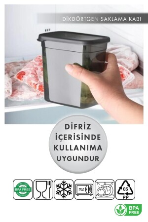 12 Adet Jumbo Boy Dikdörtgen Saklama Kabı 2000 Ml Antrasit(etiket Hediyeli) AES/183 - 3