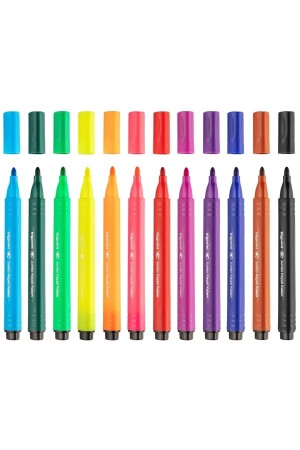 12 Adet Jumbo Keçeli Boya Kalemi- Yıkanabilir Marker Boyama Kalemleri Seti 12 Renk - 1
