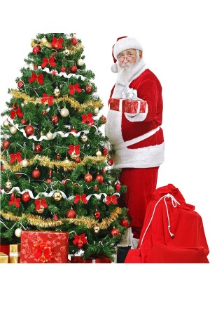 12 Adet Kırmızı Yılbaşı Çam Ağaçı Fiyonk Kurdele Yeni Yıl Noel Parti Dekorasyon Süsleri 7-5x5cm - 8