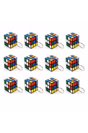 12 Adet Mini Rubik Zeka Küpü (sabır Küpü) 3x3 Anahtarlık KK-36000 - 1