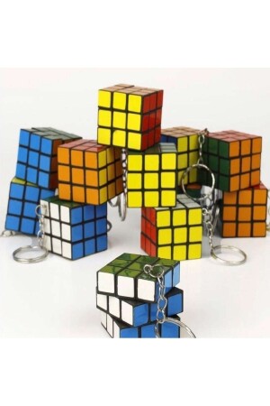 12 Adet Mini Rubik Zeka Küpü (sabır Küpü) 3x3 Anahtarlık KK-36000 - 3