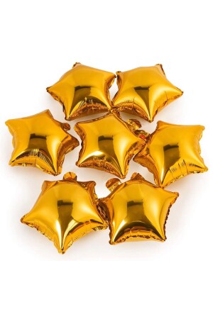 12 Adet Minik Boy 25 Cm 10 Inç Gold Altın Sarısı Yıldız Folyo Balon Set - 1
