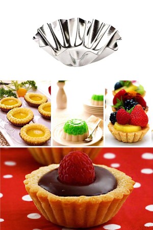 12 Adet Paslanmaz Mini Kek Kalıbı- Cupcake- Tart- Tartolet- Brownie- Topkek- Muffin Kalıbı - 5