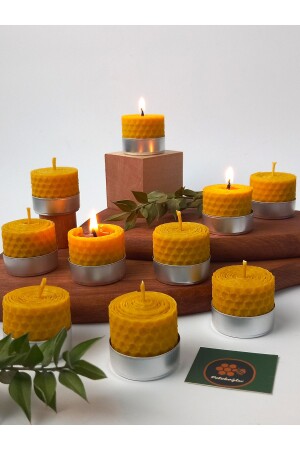 (12 ADET) Sarma Tealight Mum 3-5cm X3cm Doğal Petek Balmumu Mum - 2