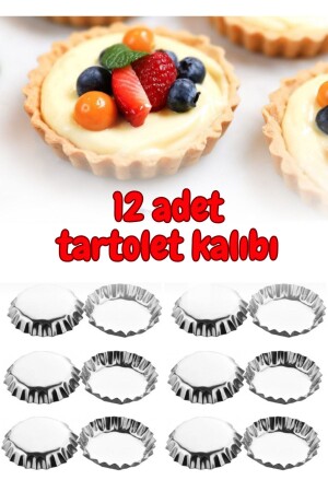 12 Adet Tartolet Kalıbı Kek Kurabiye Tart Kalıbı 12 cm Büyük Boy - 1