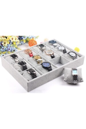إنتاج منزلي من المنتجات المنزلية الأزياء الأزياء اللون الرمادي 12 قطعة معصومة مع ساعة معصمة قفص الدرج - Aydın Decor