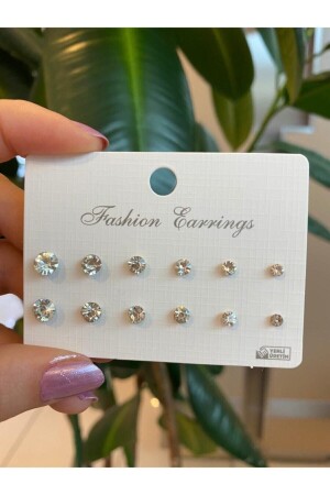 أرنق حجر من 12 قطعة من الأبيض للمرأة - Smr Bijuteri