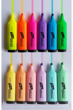 12-Farben-Textmarker-Set (6 PASTEL 6 VIBRANT) Set mit 12 Scrikss-Markierungsstiften - 1