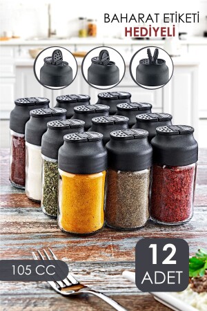 مجموعة من 12 وعاء زجاجي مزدوج غطاء - شاكر الملح والفلفل مجموعة GM00347 - GRİMOR Life