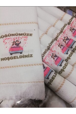 منز الزفاف منشفة سيارة منشفة عربة منشفة 12 قطعة وعد -التزام - Yörük Tuhafiye