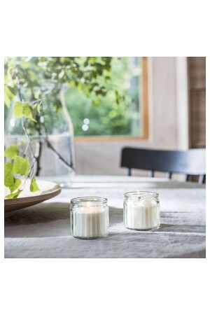 شمعة من الزجاج البيضاء - 12 ساعة - Ikea