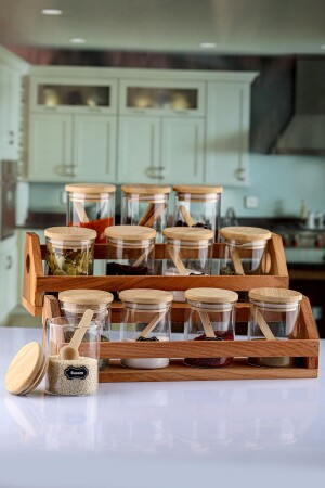 مجموعة من 12 وعاء بالبامبو مع قذائف ومعلبات - Karçiçeği Home