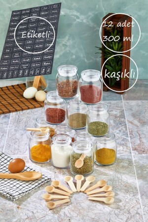 12 قطعة من المسموح بها MNZ 300 مل (مع ملعقة) مجموعة من العقاقير الزجاجية المطبوعة وعاء تخزين أكريليك شفافة مع غطاء TY - FBZhome