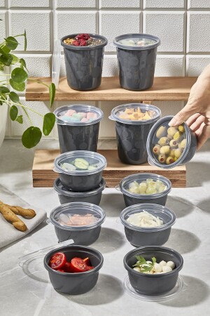 مجموعة من الأنتراكيت من الـ 12 قطع من الـ MNZ-12 مضادة للتسرب، غطاء مضمّن للطقس، حاوية تخزين مستديرة للأغذية إل - Pazarika