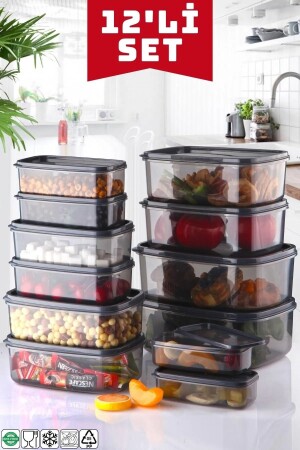 مجموعة من 12 حاوية تخزين مستطيلة مجموعة من المجموعة من البلاتين OPH-000277 - Open Home Concept