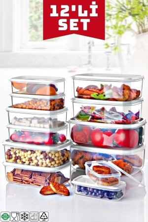 مجموعة من 12 حاويات تخزين مستطيلة مجموعة بيضاء OPH-000281 - Open Home Concept